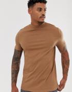 Asos Design Organic Jersey Turtleneck In Brown