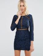 Goldie Saving Grace Floral Lace Dress With Trim Detailing - Blue