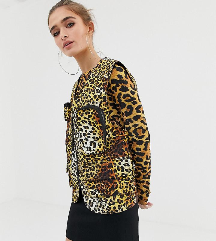 Collusion Petite Leopard Print Sleeveless Utility Tank - Multi