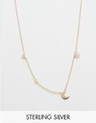Asos Sterling Silver Mystical Moon Charm Necklace - Gold Plated