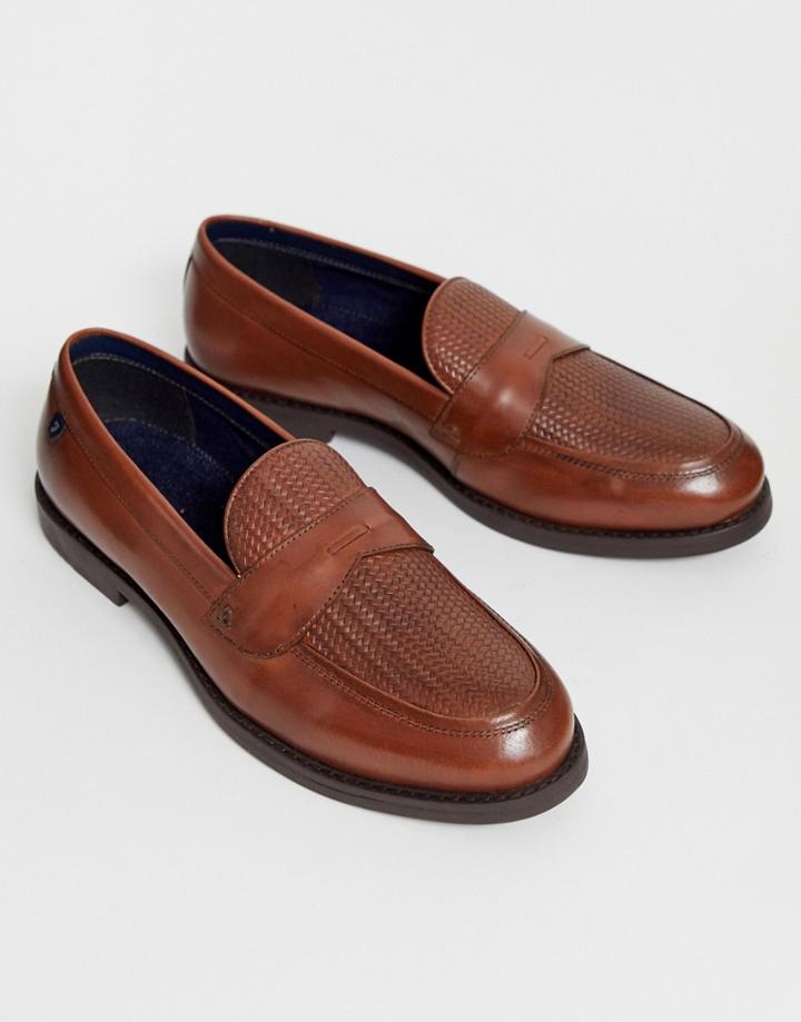 Farah Leather Woven Loafer In Tan - Tan