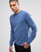 Asos Lightweight Lambswool Rich Sweater With Rib - Denim