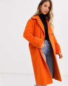 Miss Selfridge Oversized Coat In Burnt Orange