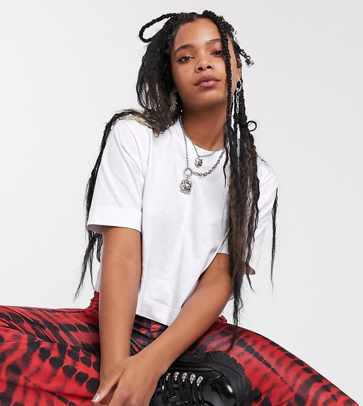 Collusion Boxy Short Sleeve T-shirt In White