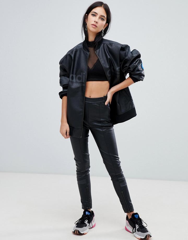 Adidas Originals Aa-42 Faux Leather Pants In Black - Black