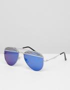 Jeepers Peepers Aviator Sunglasses With Colored Lens - Silver