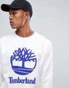 Timberland Crew Sweatshirt Stacked Logo In White - White