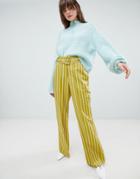 Asos Design Belted Stripe Pants-multi
