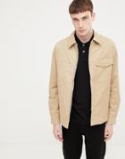 Ps Paul Smith Zip Through Overshirt Jacket In Sand