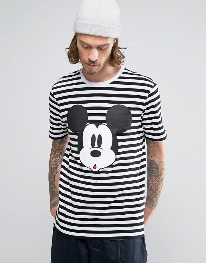 Asos Mickey Mouse Stripe T-shirt - White