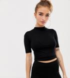 Collusion Petite Fitted Short Sleeved T-shirt - Black