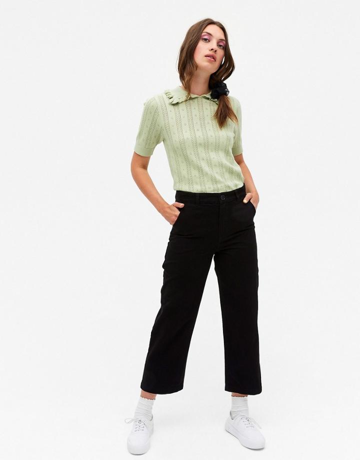 Monki Mabel Organic Cotton Pants In Black