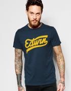 Edwin T-shirt Logo Script Print In Navy - Navy