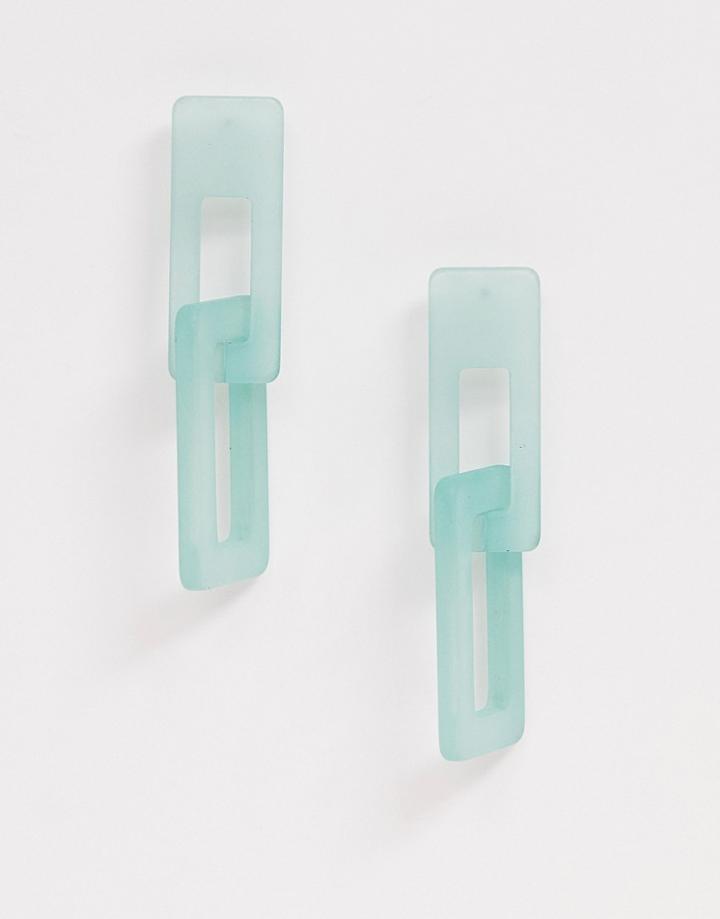 Asos Design Earrings In Frosted Pale Mint Resin Links - Green