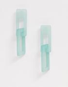 Asos Design Earrings In Frosted Pale Mint Resin Links - Green