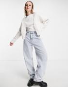 Weekday Sway Cardigan In Off White Melange