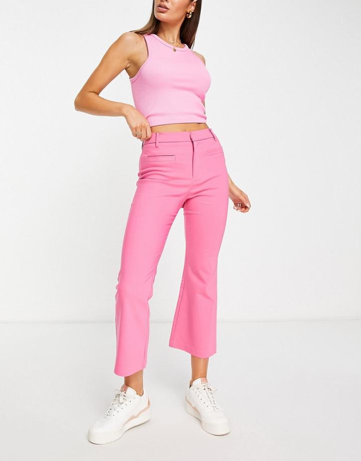 Stradivarius Tailored Kick Flare Pants In Pink