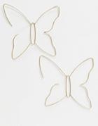 Asos Design Pull Through Earrings In Butterfly Design In Gold Tone