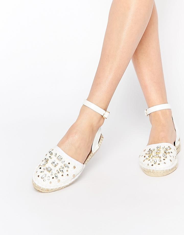 Asos Jools Embellished Espadrilles - White