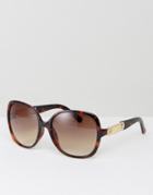 Carvela Oversized Sunglasses With Gold Detailing - Brown
