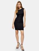 Topshop Shoulder Padded Body-conscious Mini Dress In Black