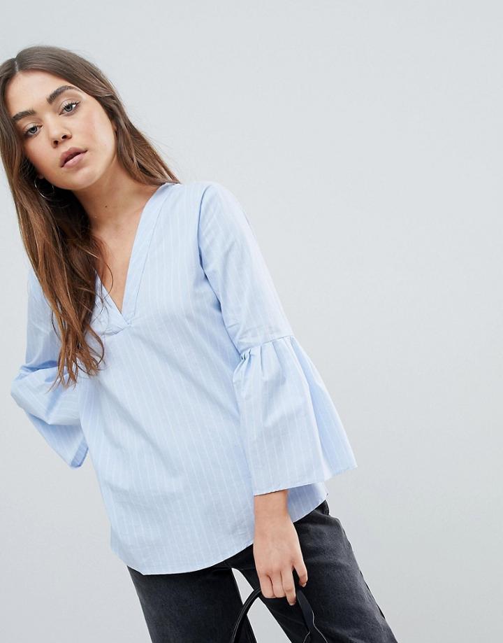 Jdy Stella Flared Sleev Blouse - Blue