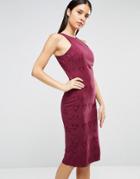 Ax Paris Midi Dress In Lace Print - Purple
