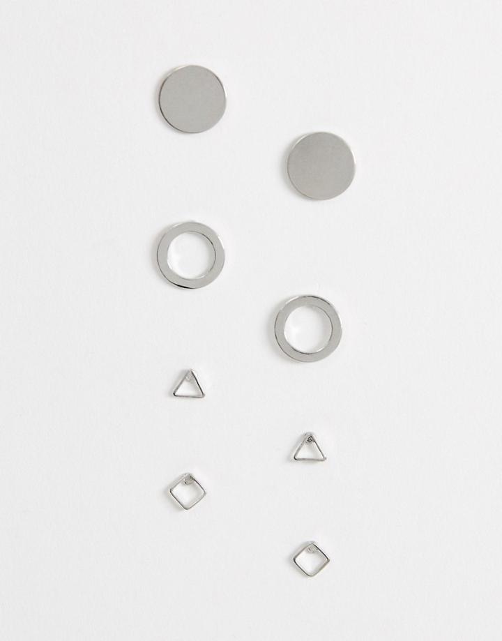 Nylon Geometric Shape Earrings - Silver