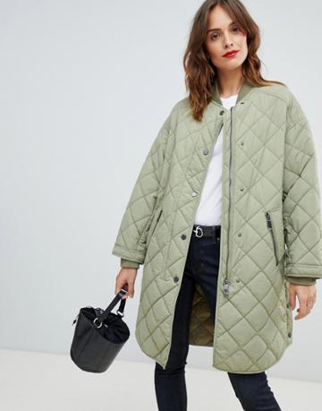 Boss Casual Quilted Coat - Green