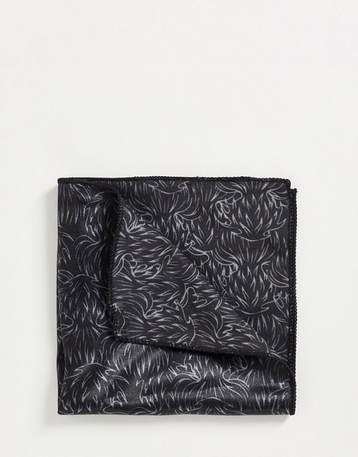 Bolongaro Trevor Pocket Square In Gray Thistle Print-black