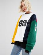 Stylenanda Oversized Sweatshirt In Retro 1987 Stripe - Multi