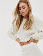 Asos Design Two-piece Natural Yarn Hooded Sweater - Stone