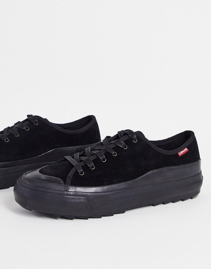 Levi's Square Ripple Suede Sneakers In Black