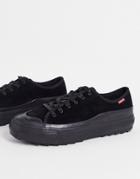 Levi's Square Ripple Suede Sneakers In Black