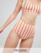 Monki Multi Stripe High Waist Bikini Bottom