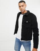 Jack & Jones Cord Jacket With Teddy Collar - Black