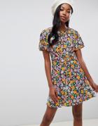 Miss Selfridge Tea Dress With Wrap Detail In Floral Print - Multi