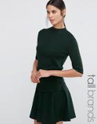 Y.a.s Tall Romain High Neck Ribbed Top - Green
