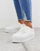 Asos Design Drama Chunky Lace Up Sneakers In White - White