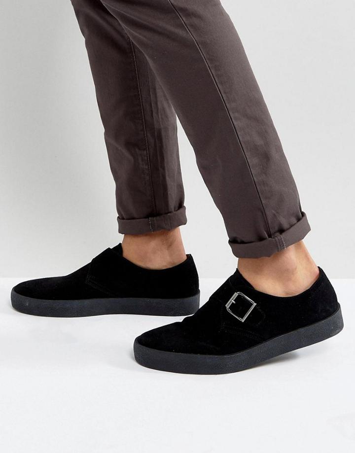 Vagabond Luis Monk Crepe Effect Sole Shoes - Black | LookMazing