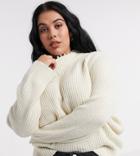 Vero Moda Curve Sweater With Roll Neck And Pearl Trim In Cream-white