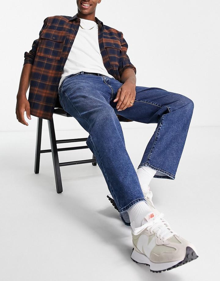 Selected Homme Organic Cotton Kobe Loose Fit Jeans In Mid Blue-blues