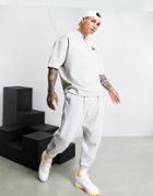 Asos Dark Future Oversized Quarter Zip Polo Shirt With Chest Logo Print In Gray Heather Scuba Jersey-grey