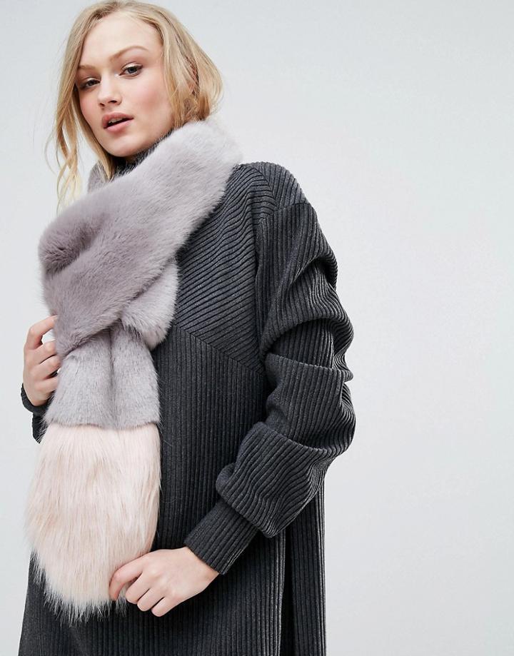 Bandits Premium Faux Fur Jumbo Scarf - Gray