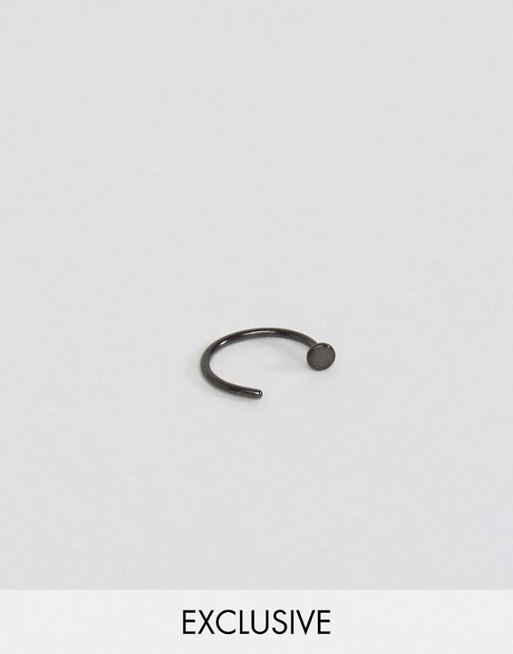 Reclaimed Vintage Inspired Nose Ring In Black - Black
