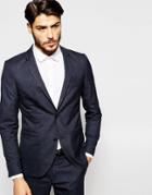 Jack & Jones Premium Tonal Check Suit Jacket In Slim Fit - Blue