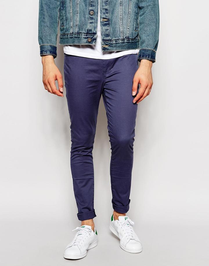 Asos Super Skinny Pants In Petrol Blue - Petrol