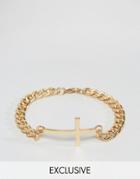 Reclaimed Vintage Bracelet In Gold Chain With Cross - Gold