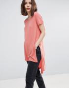 Only Jewel Long Slit Tee - Pink