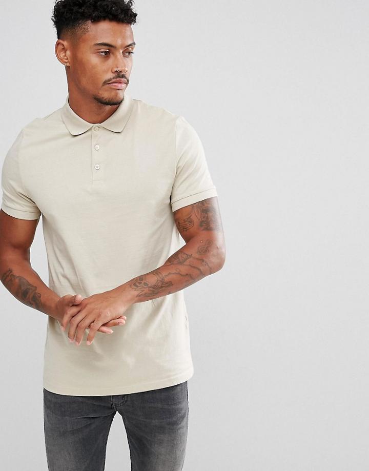 Asos Jersey Polo - Beige